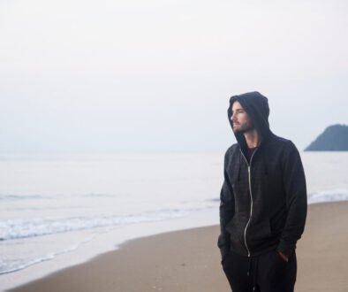 Man walking in solitude at the beach