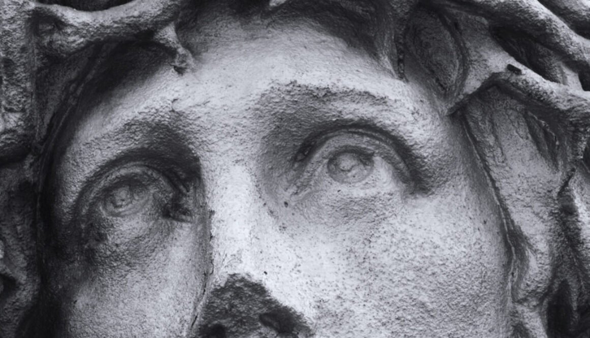 crucified Jesus Christ, eyes (statue fragment)