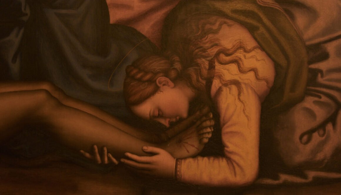 Mary Magdalene depicted with her characteristically long untied
