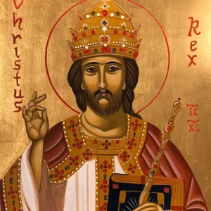 Icono bizantino de Jesús entronizado como Rey