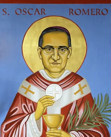 Icono de San Óscar Romero – Voz de los sin voz – Bet Tefilá Icono bizantino de San Romero con mitra y evangelio