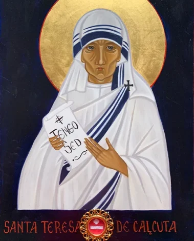 Icono de Santa Teresa de Calcuta – Apóstol de la caridad – Bet Tefilá Icono bizantino de la Madre Teresa abrazando a un niño