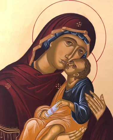 Icono de la Virgen María con el Niño – Theotokos – Bet Tefilá Icono bizantino de María con el Niño en brazos