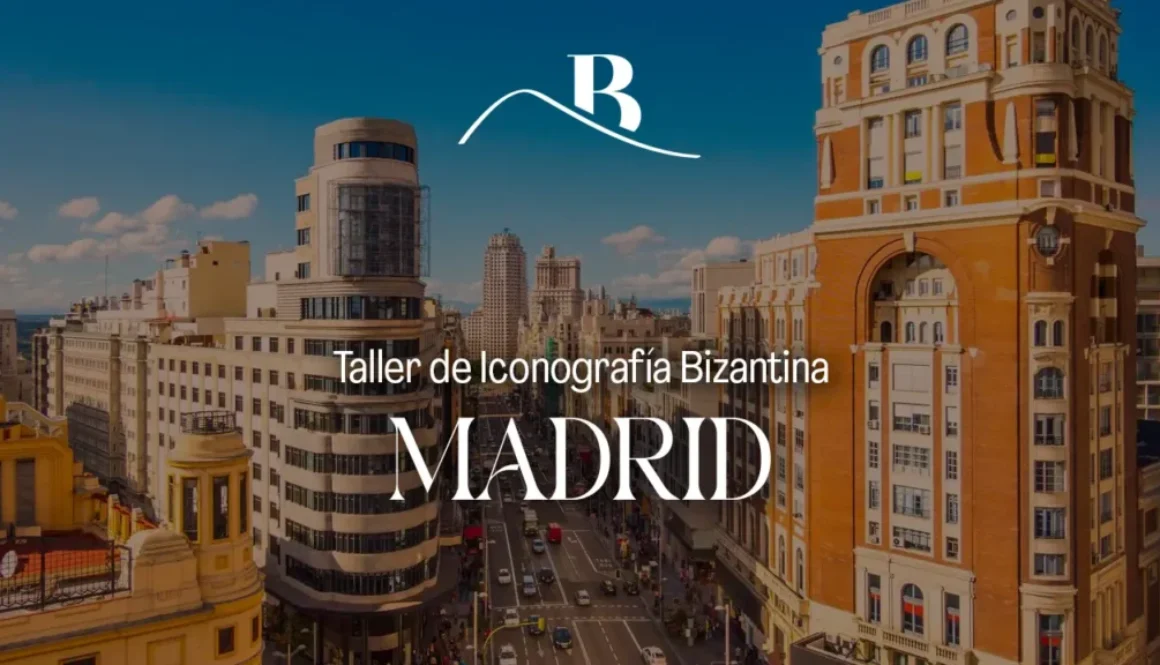Portada del taller de iconografía bizantina presencial en Madrid, España.