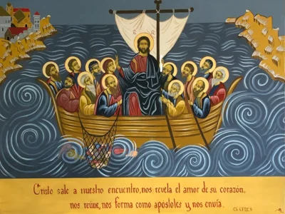 jesus en la barca con los apostoles pintura mural regnum christi anhauac jesus en la barca con los apostoles pintura mural regnum christi anhauac